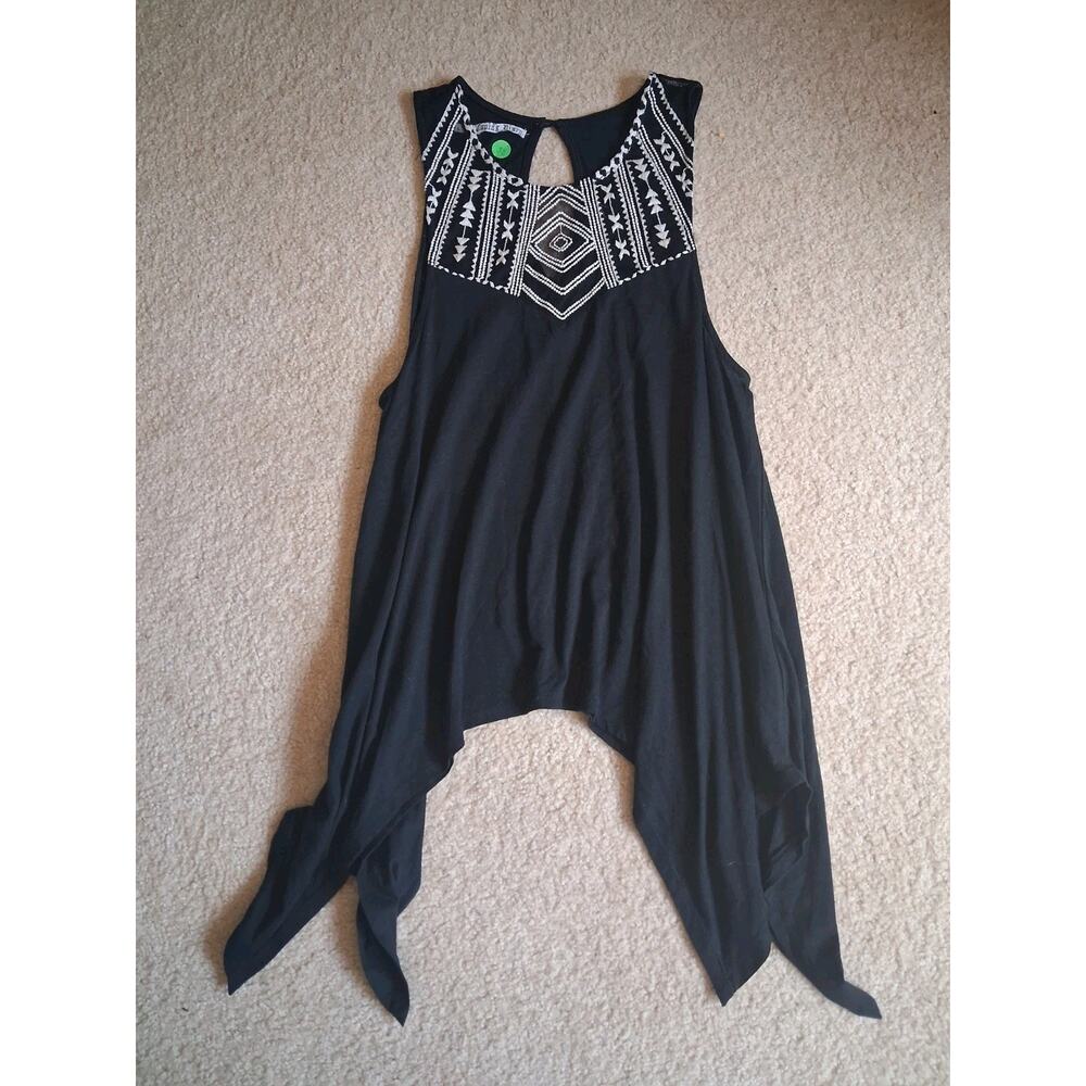Cupid's Charm Black White Geometric Embroidered Sleeveless Romper Size L